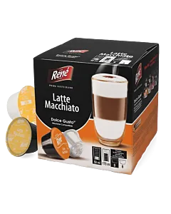 Caf&eacute; Ren&eacute; Latte Macchiato Packung und Kapsel f&uuml;r Dolce Gusto

