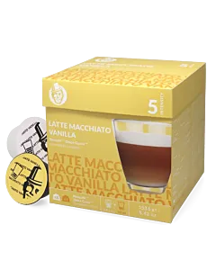 Kaffekapslen Latte Macchiato Vanilla Packung und Kapsel f&uuml;r Dolce Gusto
