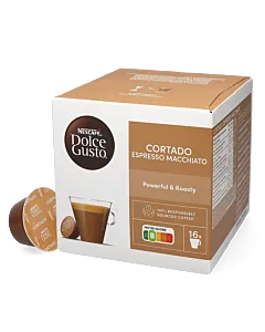Nescaf&eacute; Cortado Espresso Macchiato package and capsule for Dolce Gusto