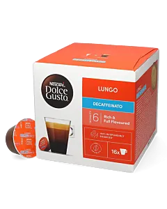 Nescaf&eacute; Lungo Koffeinfrei Packung und Kapsel f&uuml;r Dolce Gusto
