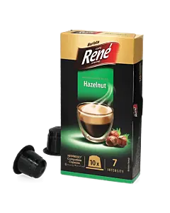 Caf&Atilde;&copy; Ren&Atilde;&copy; Hazelnut package and capsule for Nespresso&Acirc;&reg;