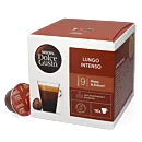 Nescafé Lungo Intenso Packung und Kapsel für Dolce Gusto