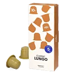 Kaffekapslen Lungo Packung und Kapsel für Nespresso®